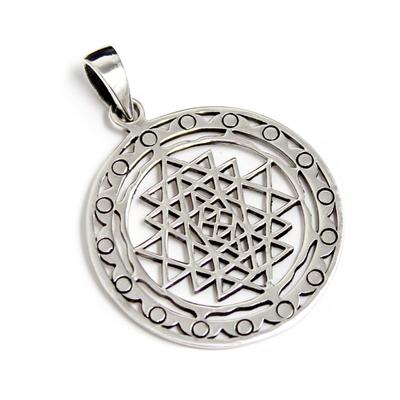 Yantra, Indiase Hindoeïsme, Amulet, Goddelijke Geometrie, Hanger Top, Zilver