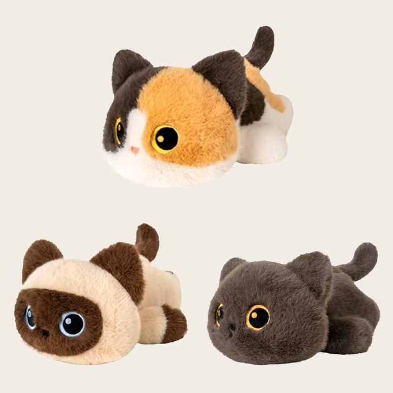 Black Cat Siamese Calico Cat Kitten Plush Toys Cartoon Lifelike Kitten Dolls Animal Artificial Touch Doll Birthday Gift