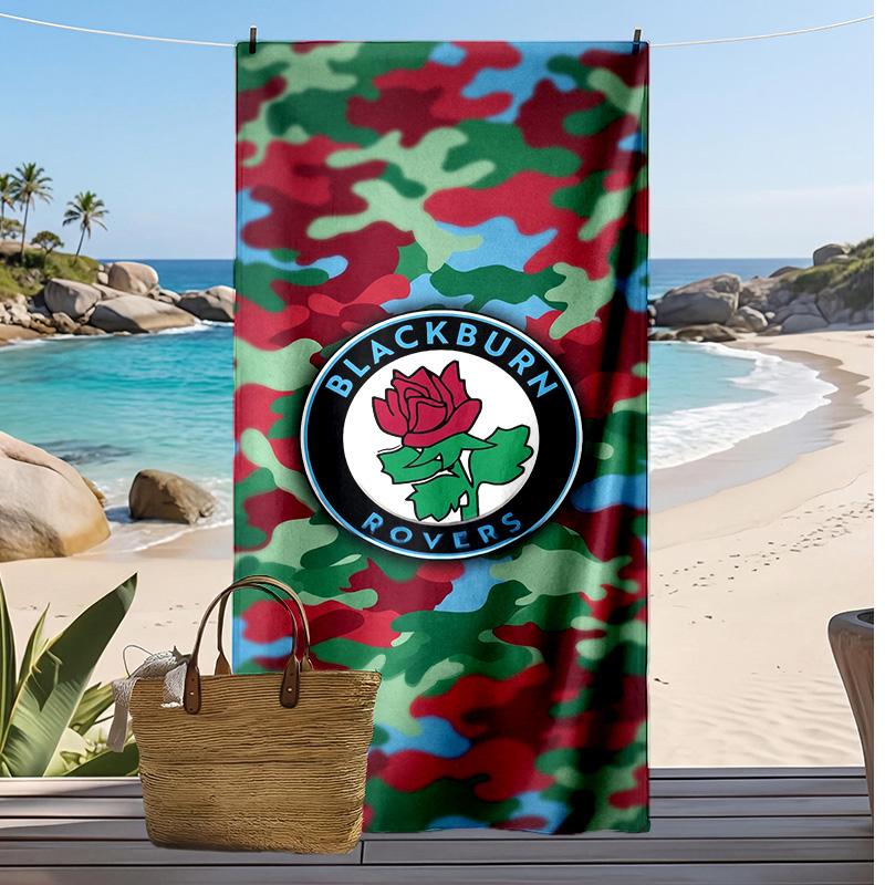 Blackburn Rovers Voetbal Print Strandlaken, Groot Zacht Sneldrogend Handdoek voor Strand Camping Zwemmen