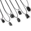 Natural Black Tourmaline Raw Stone Freeform Pendant Necklace