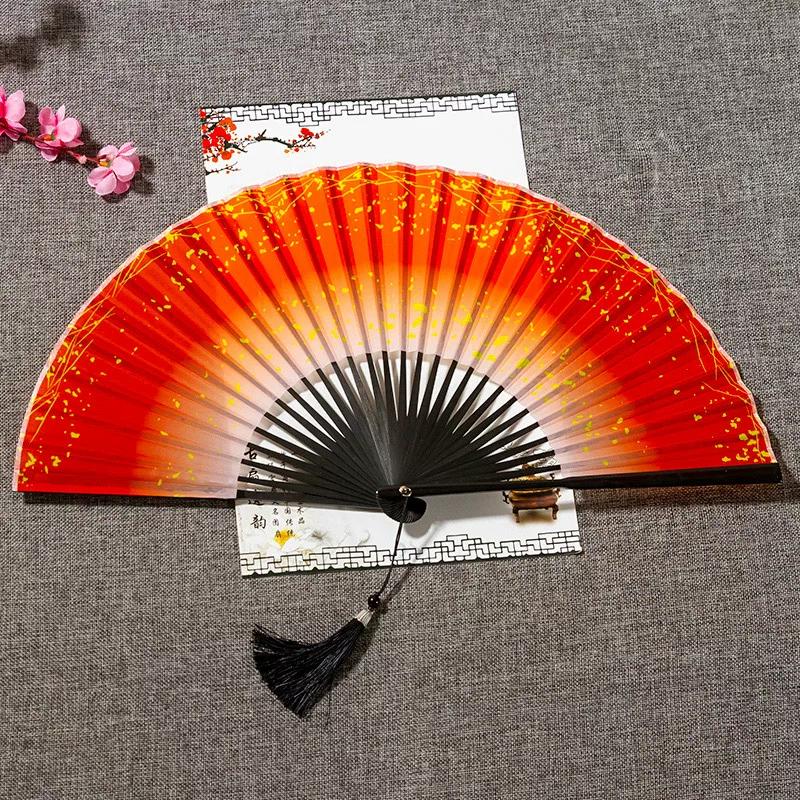 Chinese Ancient Style Han Dynasty Folding Fan 8-Inch Portable Men's Fan 26cm Female Silk Raw Silk Dance Classical Folding Fan