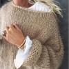 Women's Fashion Loose Sweater Solid Color One Shoulder Sweater Casual Crew Neck Knitwear Pullovers Sweaters Oversizes Sweater Tops 4025 KTB