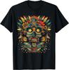 Aztec Mayan Deity Mask Graphic T-Shirt Men Summer Trip Casual Round Neck Tee