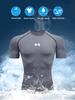 Men Compression T-Shirt with Barbell Print Breathable, Quick-Dry, Sweat Absorbent, High Elasticity Ideal for Gym, Running Sports