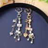 Cute Bowknot Love Heart Keychain Pearl Key Ring Pendants For Women Girls Handbag Decor Diy Handmade Key Chain Gifts