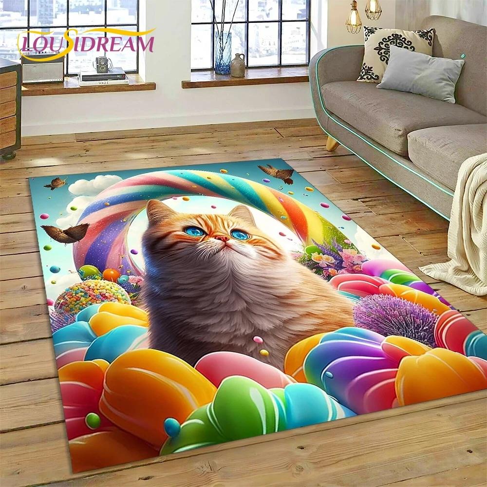 Pisică Persană, Pisică Calico Drăguță, Covor Tip Covoraș cu Desene Ragdoll pentru Dormitor, Sufragerie, Decorațiune Canapea Acasă, Covoraș Mare Decorativ pentru Podea Copii