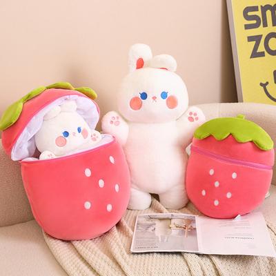 Transform Into Fruit Plush Cartoon Strawberry Doll Creative Fruit Milk Tea Cup Toy Pillow Doll