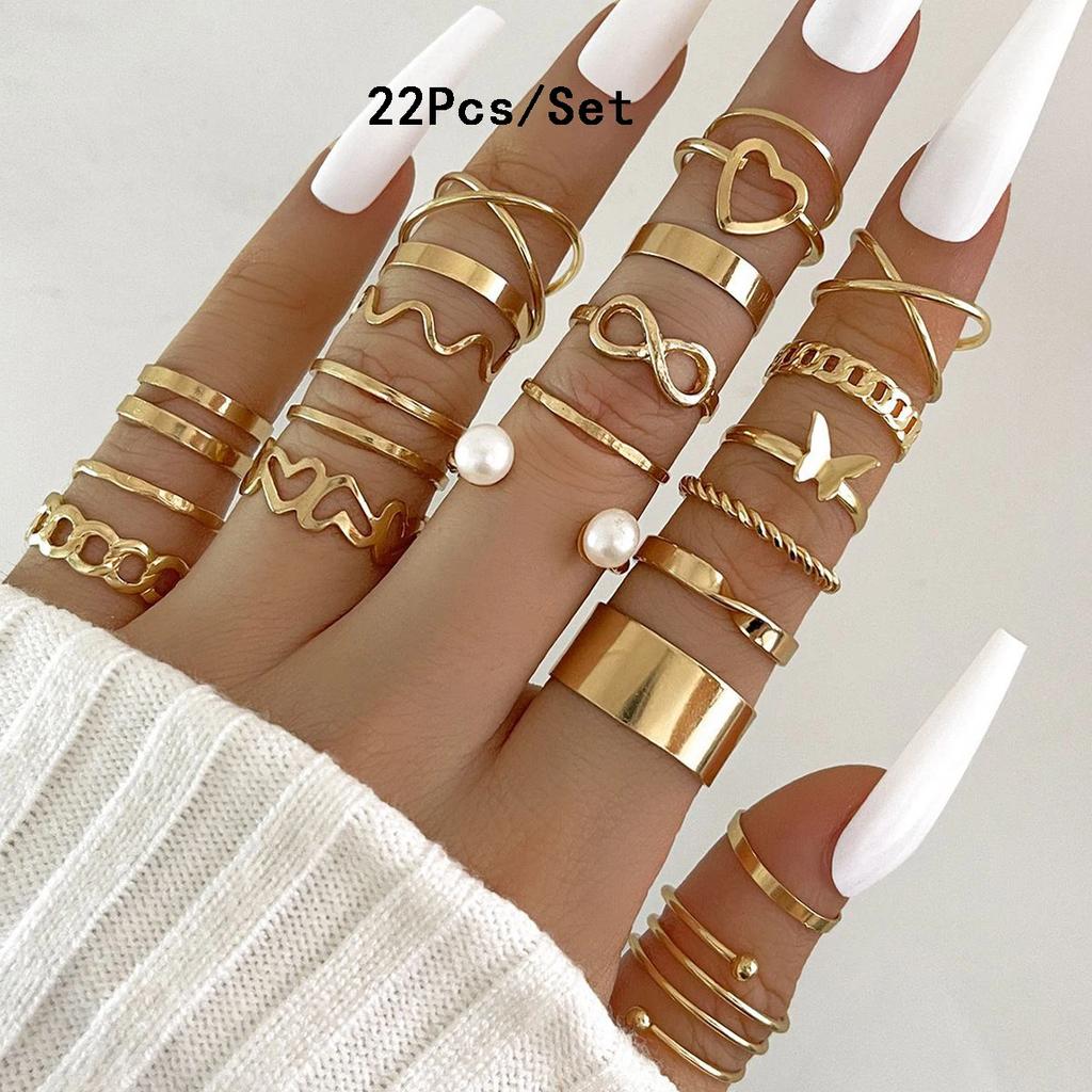 30 Stück Bohemian Geometrisches Knöchelringe Set Für Frauen Gold Silber Farbe Fingerring Mädchen Mode Party Schmuck Zubehör
