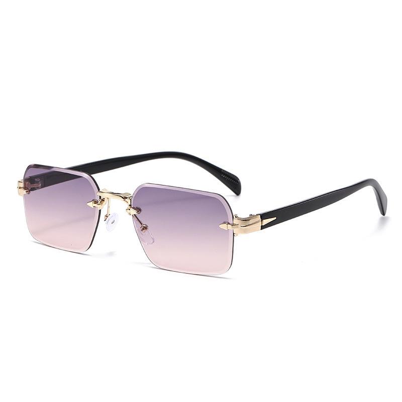 Metal frameless sunglasses hot-selling outdoor metal hinge quality glasses men's and women's trimmed sunglasses