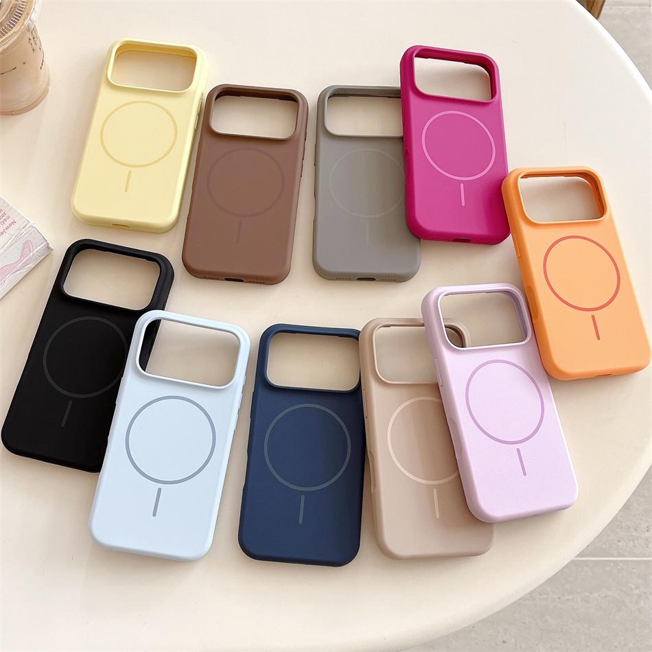 Capa Magnética de Toque de Pele de Luxo Para iPhone 17Air 16 ProMax 15 14Plus 13 12 11 Carregamento Sem Fio Silicone Líquido Capa à Prova de Choque Fundas