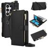 Luxe PU Leer Rits Portemonnee Hoesje voor Samsung Galaxy S22 S23 S24 S25 S26 Ultra Plus Afneembaar Crossbody Lanyard Kaarthouder