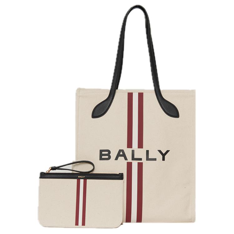 Bally Borsa a Tote in Tessuto e Pelle con Chiusura Magnetica e Logo Donna Borse Tote Naturale 6307788