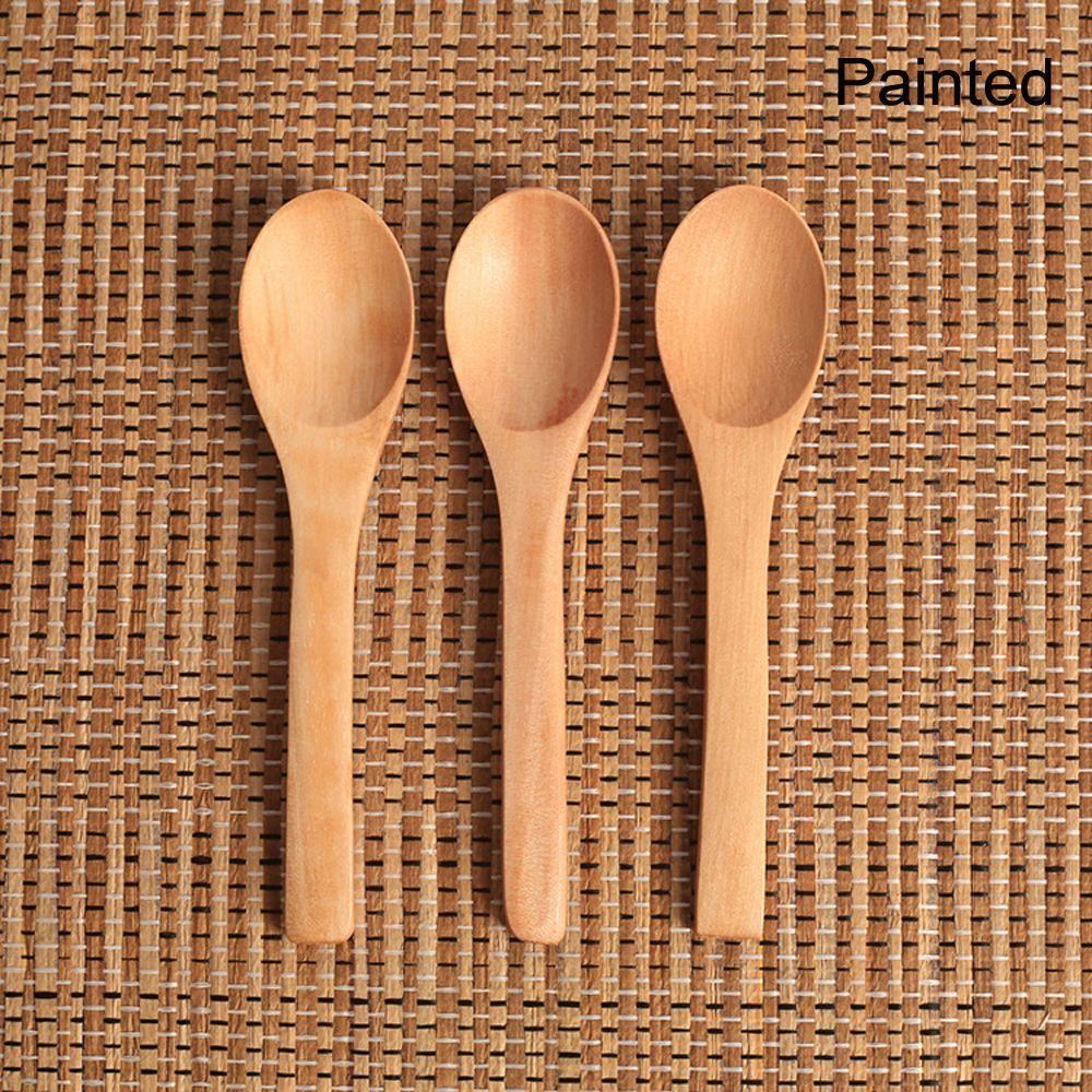 3 PCS Small Soup Tea Bamboo Spoon Jam Scoop Wooden Cooking Utensil
