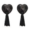 1 Pair Nipple Covers Sequins Shiny Heart Shape Nippleless Stickers Tassels Self-Adhesive Invisible Chest Pads for Home