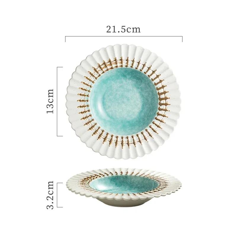 Light Luxury Creative Ceramic Plate Luxurious Restaurant Pasta Plate Household Delicious Dishes Dining Plates Unique Tableware