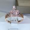 925 Silver Exquisite Princess Crown Ring For Ladies Rose Gold Zircon Ring Engagement Birthday Jewelry Gift