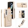 Capa de couro com cordão para carteira vertical para cartão Solt para Samsung Galaxy Z Fold 5 4 3 5G ZFold5 Bolsa Slot Suporte Cordão Bolso Capa