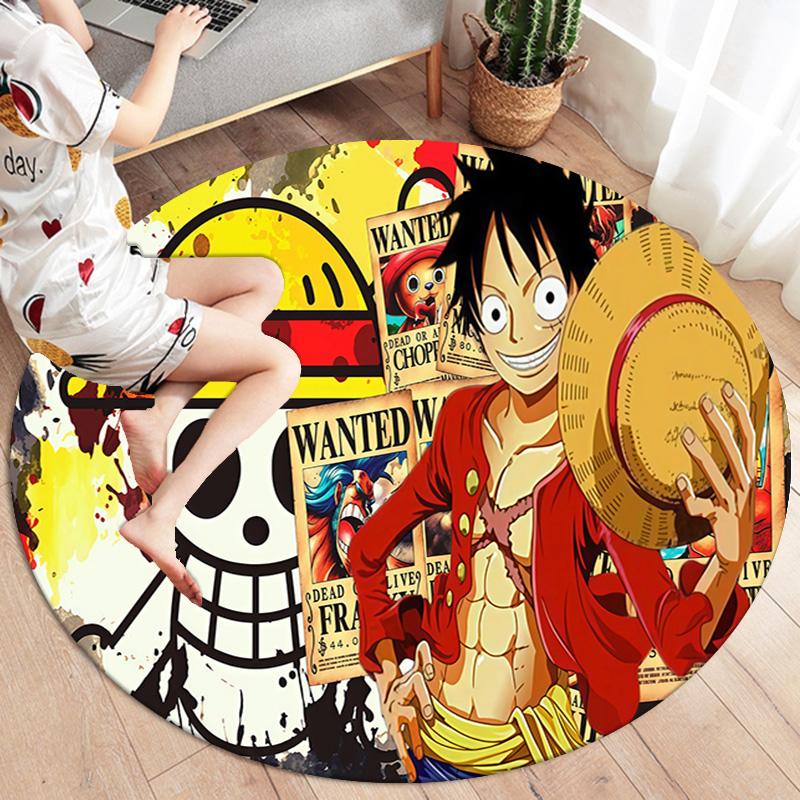 One Piece Monkey D Luffy Round Area Rug Carpet Rug For Living Room Bedroom Sofa Playroom Decor Nonslip Floor Mat