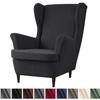 Thicken Elastic Wing Chair Covers  Jacquard Dustproof Wingback Armchair Cover Solid Color Sofa Slipcovers with Seat Cushion