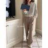 Age-reducing Contrasting Striped Sweater Women's Spring Loose Long-sleeved Bottoming Shirt Large Size Zipper Polo Lapel Top