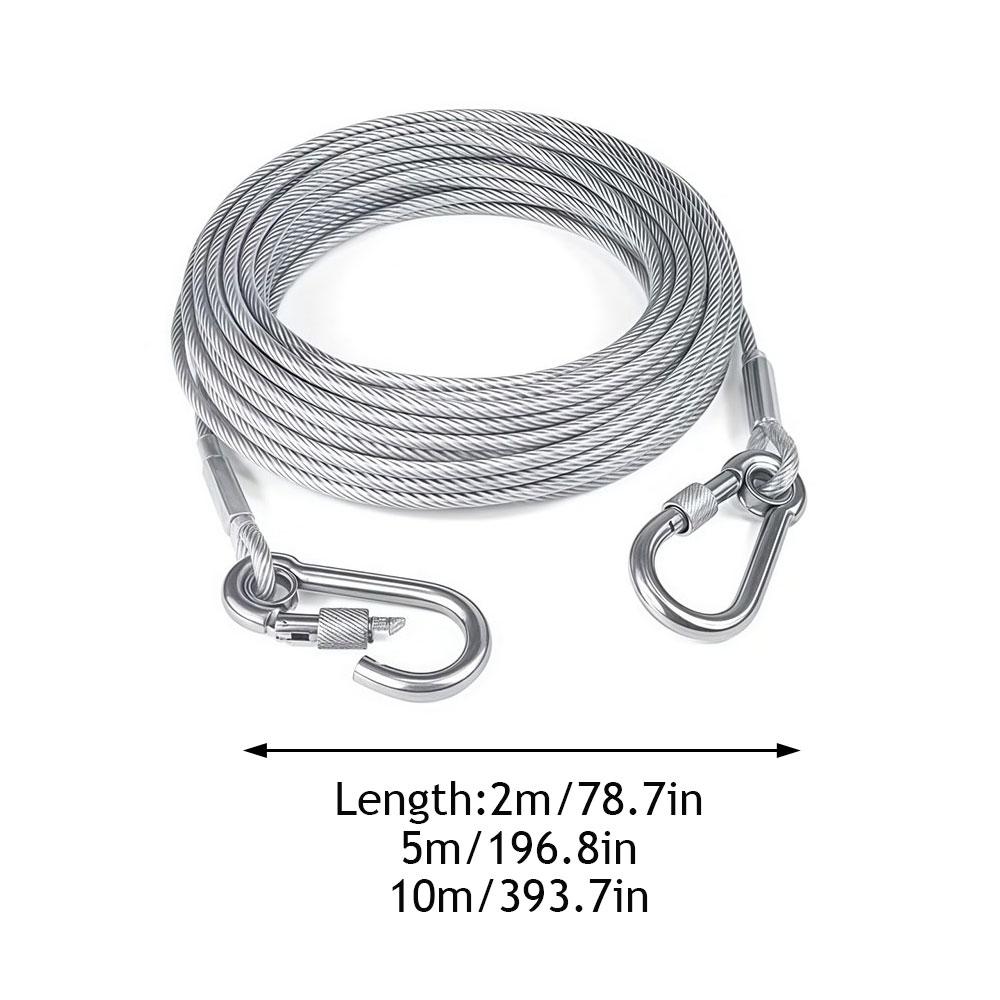 1/1/11M Stainless Double Steel Heavy-Duty Reflective Dog Tie-Out Cable Capacity with Swivel Snap Hooks - Ideal for Outdoor