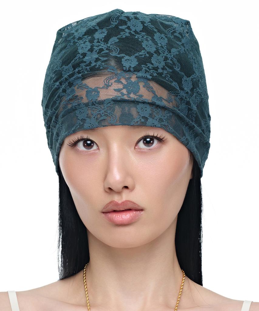 EIREVE Lace See-Through Beanie (Teal Green)
