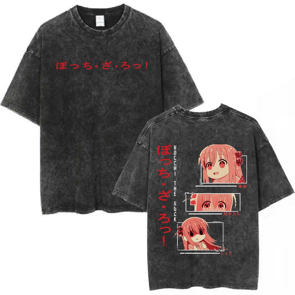 Vintage Washed Bocchi The Rock Ijichi Nijika Yamada Ryo Gotoh Hitori Kita Ikuyo Tshirt Kessoku Band Print Tshirt Men Women Tees