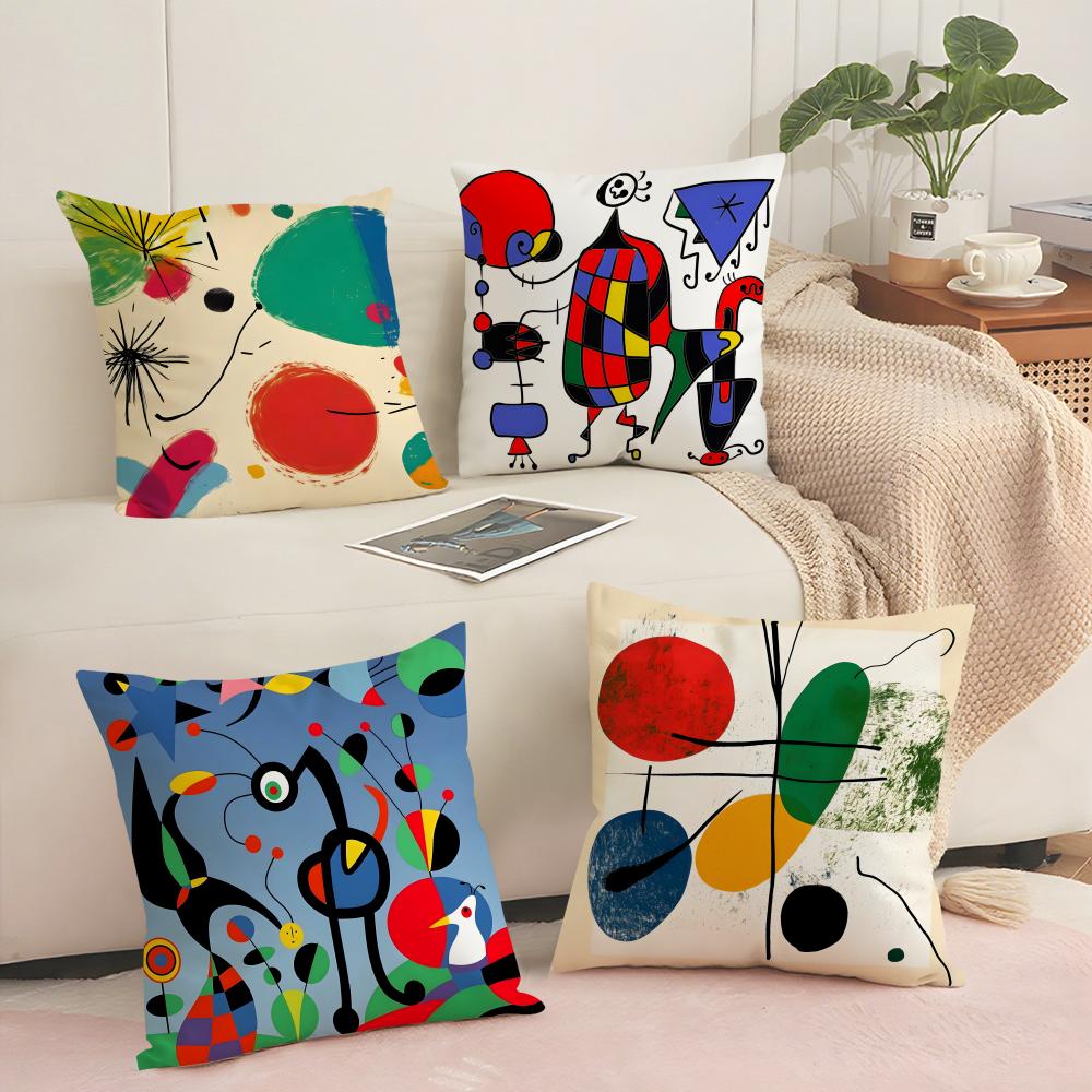 JJoan MMiros Art Cushion Cover Breathable Linen Pillow Cover SkinFriendly Home Decor Pillowcase with Hidden Zipper