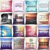 Landscape Letter Printing Square Pillowcase Home Decoration Car Sofa Cushion Cover