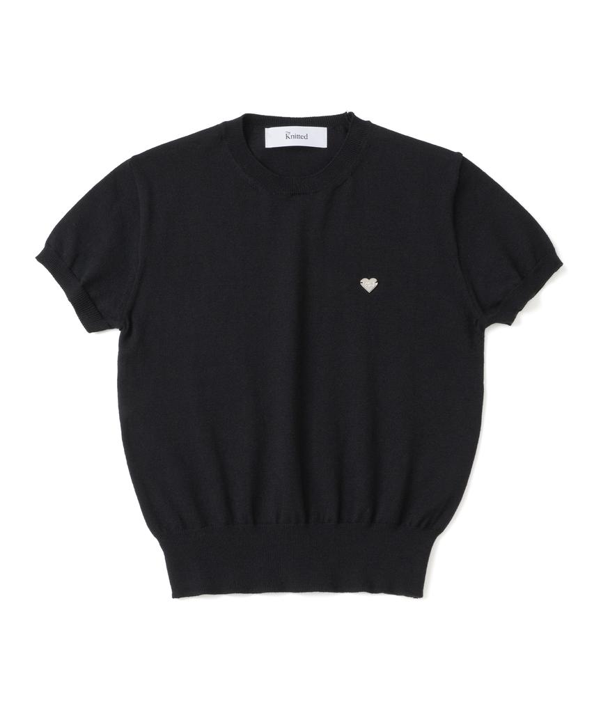 KNITTED (W) Basic Essential Washable Round Short Sleeve Knit Black