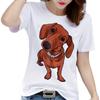 Animal Analysis Funny Cartoon Animal Parsing Dachshund Dog Print Short Sleeve T-shirt Women Round Neck Trend Summer Fashion Tops