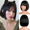 Perruque synthétique noire droite avec frange pour femme, cheveux courts, coupe Bob, résistante à la chaleur, coiffure Bobo, perruque quotidienne