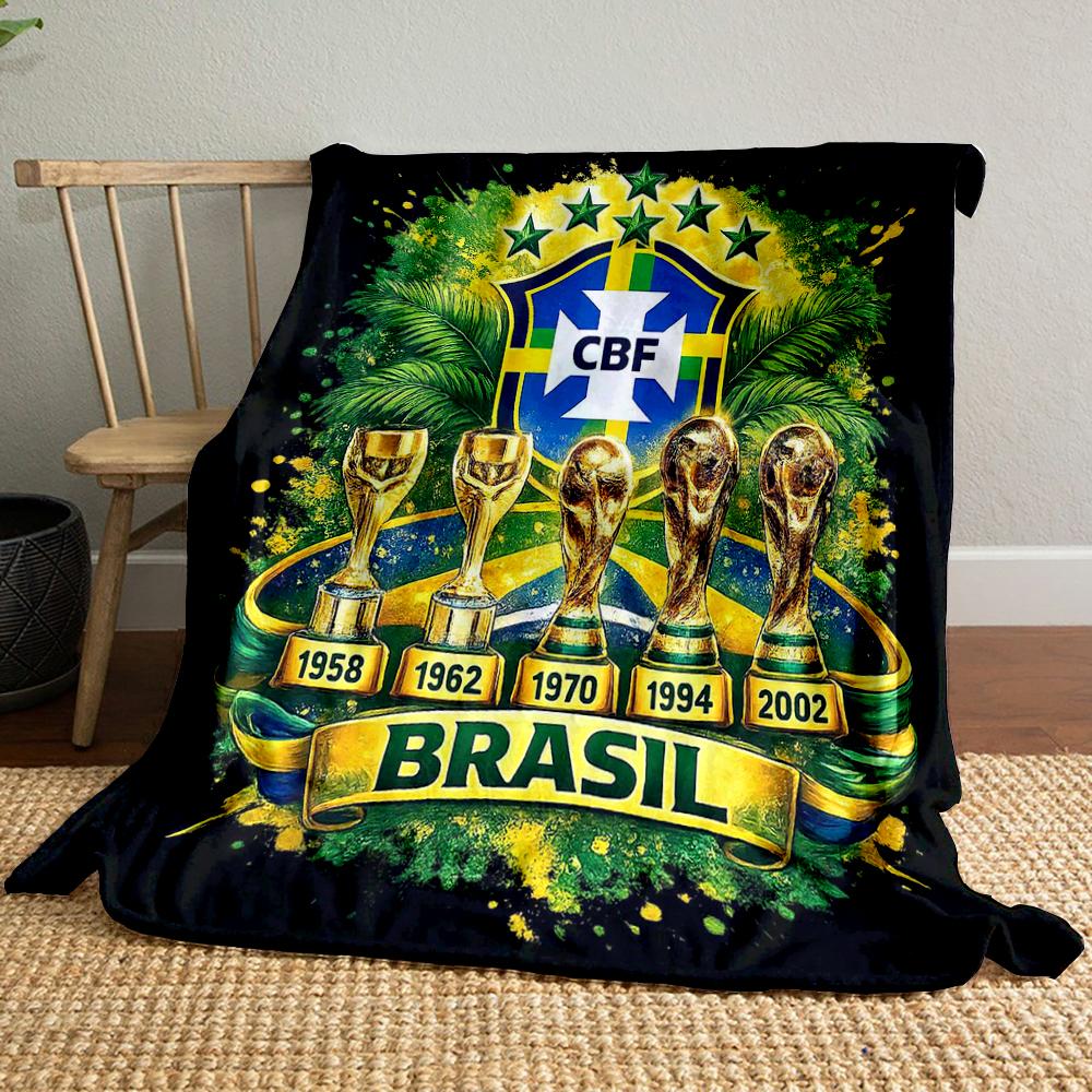 Brazil Soccer Champion Designed Flannel Blanket for Bedroom, Living Room, Sofa, and Nap
