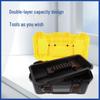 Multi-Functional Double-Layer Tool Box - Large Capacity, Three-Tier Storage with Metal and Plastic Construction