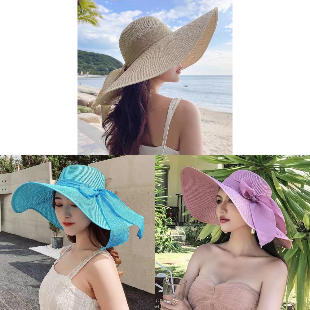 Summer Wide Brim Straw Hat With Sun Protection Foldable For Women Fashionable Sun Hat