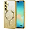 Case for Samsung Galaxy A27 5G, Glitter Silicone Protection with Magnetic Circle - Gold
