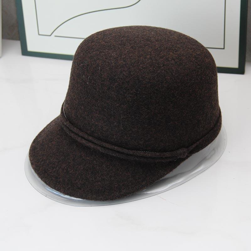 Autumn and Winter Wool Cap Women's Short-brimmed Equestrian Hat Elegant Face Small Warm Knight Hat Retro Top Hat