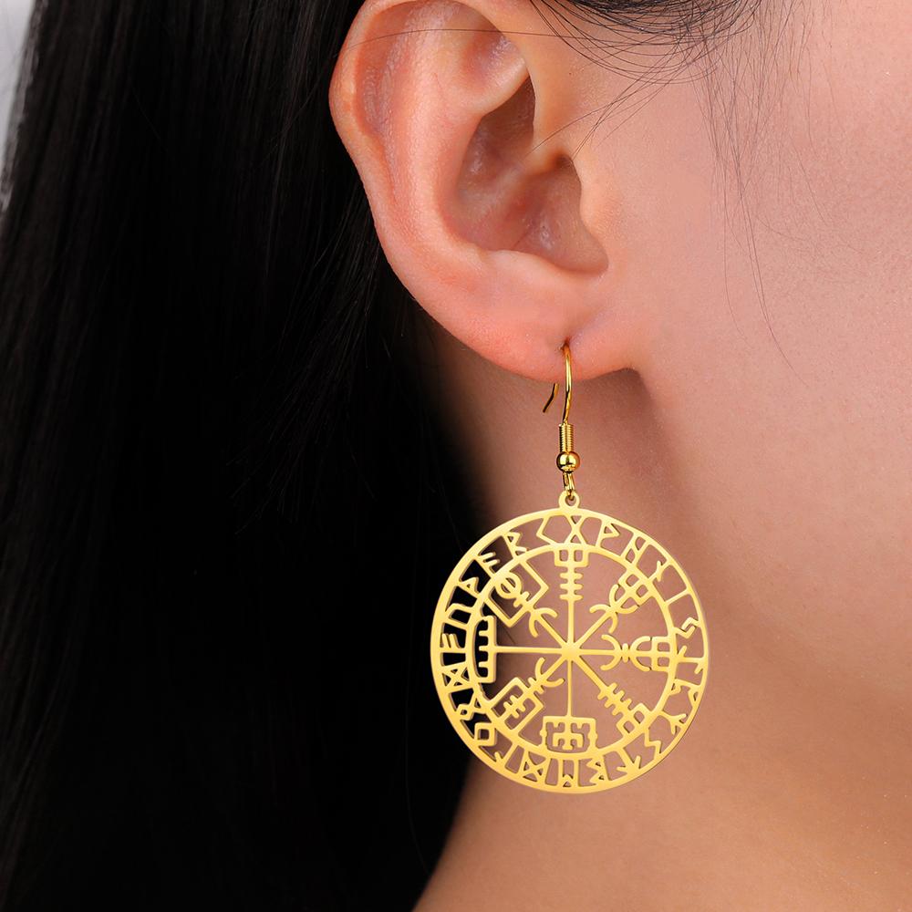 Vegvisir Anhänger Halskette Nordische Wikinger Runen Kompass Schutz Amulett Edelstahl Schmuck für Männer Frauen