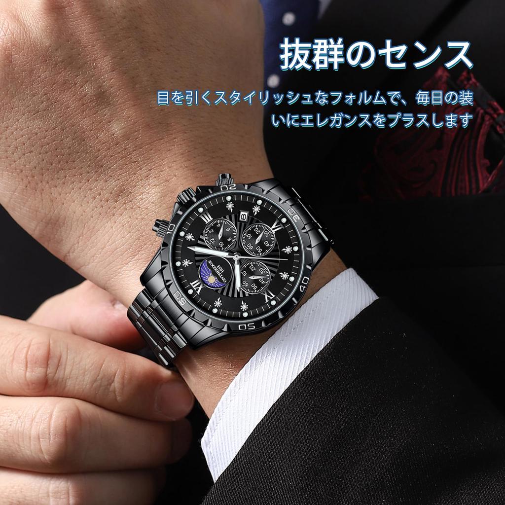 Quartz Chronograph 3 ATM Water Popular Simple Date Luminous Stainless Steel Perfect Gift for Job and Suits Men's Wristwatch, Resistant, Stylish,