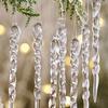 12 Pcs Acrylic Icicles Christmas Ornaments Clear Crystal Icicle Christmas Tree Hanging Decorations for Xmas