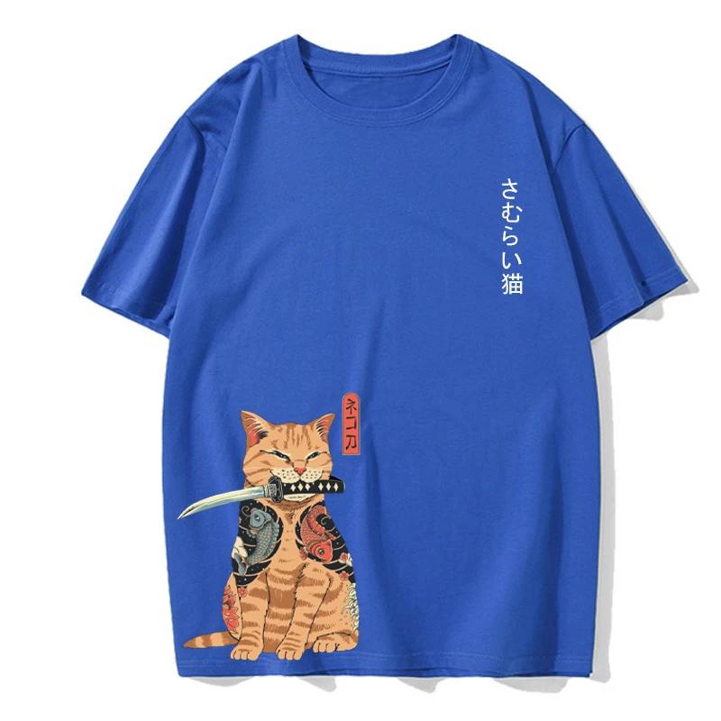 Tricou pentru bărbați cu imprimeu pisică, animal, Harajuku, drăguț, larg, cu mânecă scurtă, top casual, modă simplă, mărime europeană, top de vară pentru bărbați