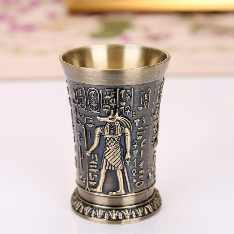 1 Stück Bronze Metall Vintage Ägyptisches Schnapsglas Kreatives Weinglas Personalisiertes Glas Trinkbar Geschenk für Whiskey 40ml