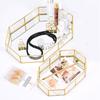 Gouden Spiegel Dienblad Cosmetica Container Sieraden Organizer Doos Badkamer Opbergruimte Lippenstift Ketting Desktop voorraadkast organizer taart