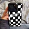 Black And White Chessboard Pattern PC+TPU Phone Case For Iphone 17 Air 16 15 14 13 12 11Pro Max Hard Plastic