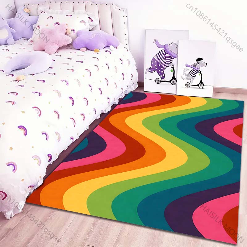 Personalized Color Ripples Print Carpet for Living Room Bedroom Sofa Home Decor Non-slip Floor Mat Modern Rugs Large Size
