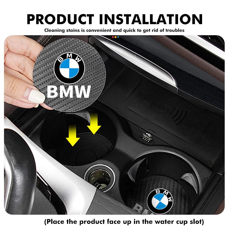 2Pcs Car Coasters Water Cup Holder Pads Anti Slip Accessories For BMW M 1 3 4 5 6 7 Series M3 M6 F01 F02E34 E36 E70 F10 X6 X1