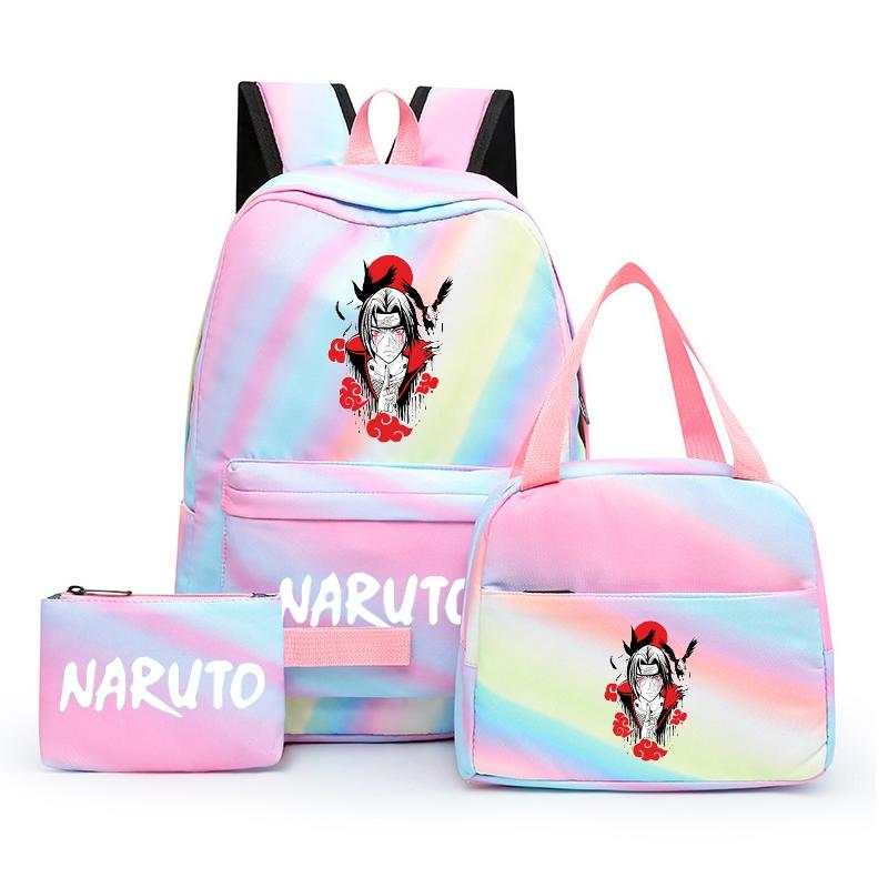 3 Stuks/set Anime Naruto Rugzak Terug Naar Schooltas met Lunchtas voor Tiener Meisje Jongen Student Boekentas Mannen Vrouwen Vrije Tijd Reistas