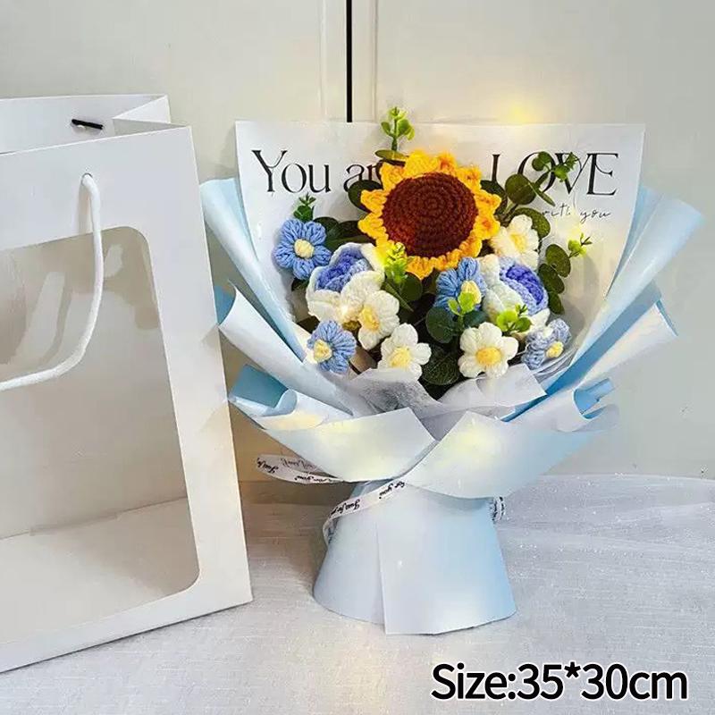 Crocheted Flower Bouquet Knitted Flowers Artificial Flowers Graduation Bouquet Party Supplies Mother'S Day Gift Wedding Gifts