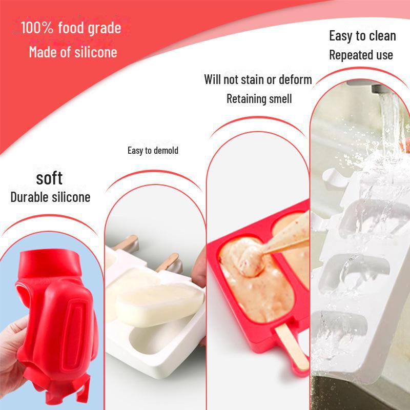 4-in-1-Eis- und Eisform aus lebensmittelechtem Silikon – DIY-Werkzeug zum einfachen Entformen