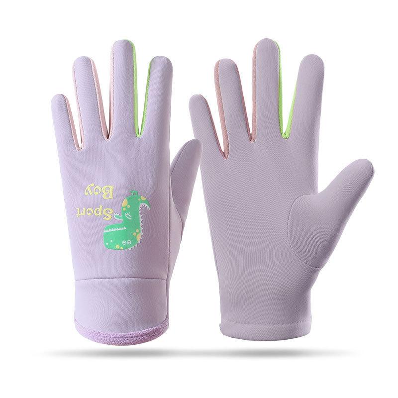 Winter Children Plush Warm Gloves Boys Girls Kids Outdoor Windproof Skiing Cycling Gloves Glow Students Toddler Cycling Mittens